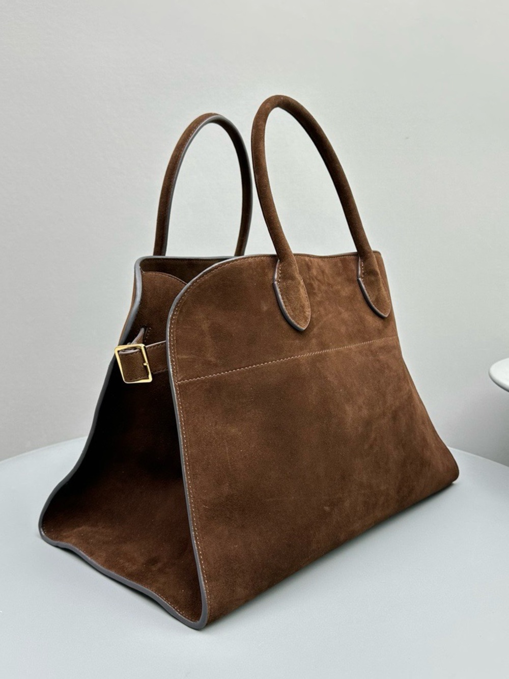 The Row Brown Suede Top-Handle Tote